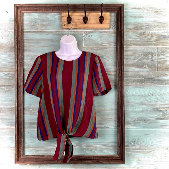 Madewell Button-Back Tie Tee in Rosalinda Stripe - Picture 9 of 12